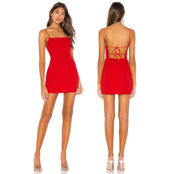 Revolve Superdown Dixie Backless Mini Dress Adjustable Back Tie Sexy Red Large - Picture 1 of 10